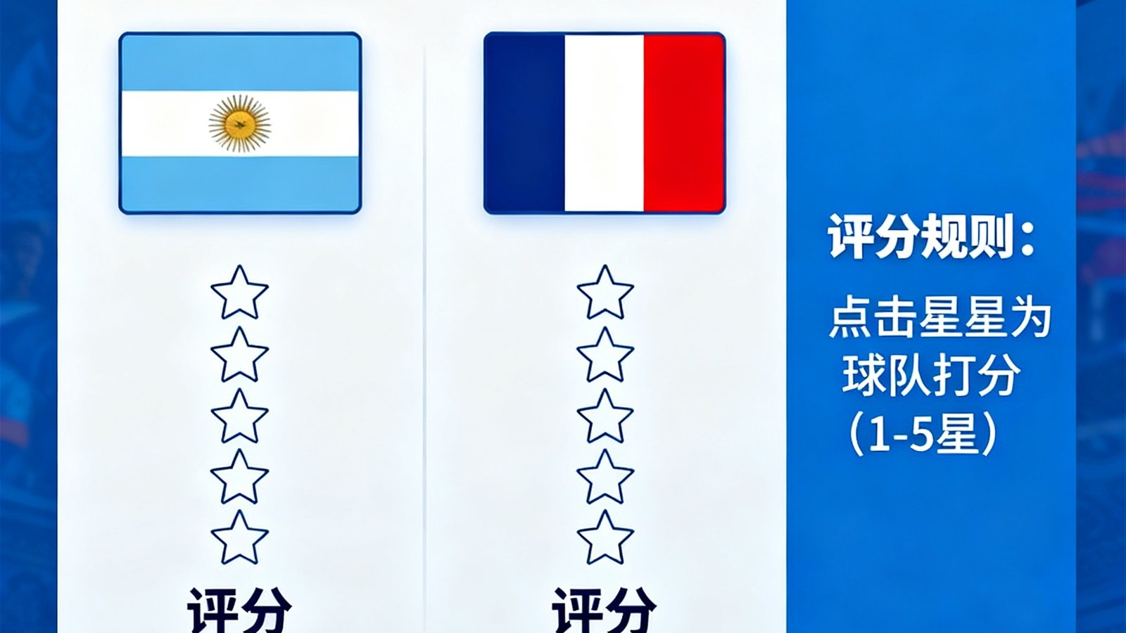 球迷赛后评分界面，星星投票阿根廷vs法国